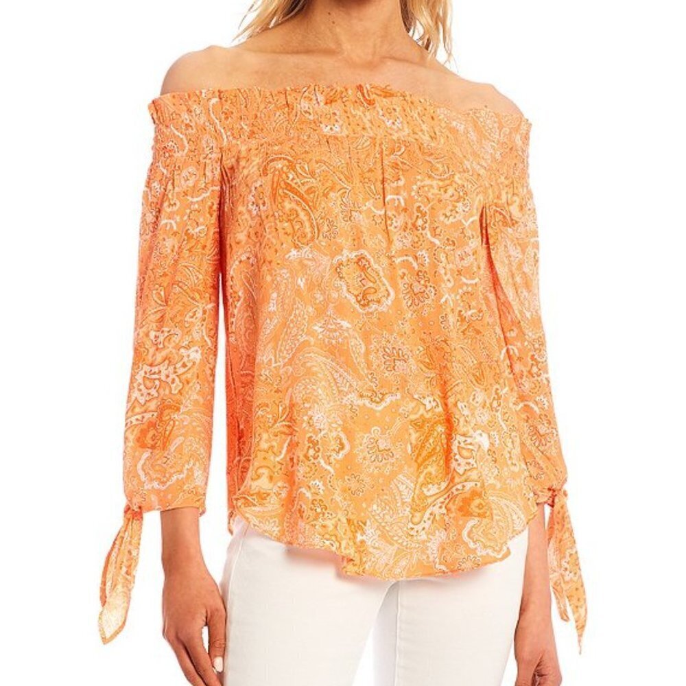 Michael Kors Paisley-Print Off-The-Shoulder Top